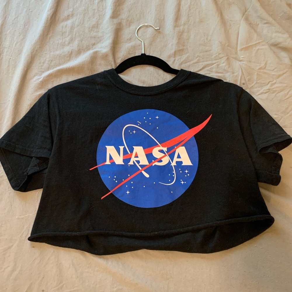 black nasa crop top